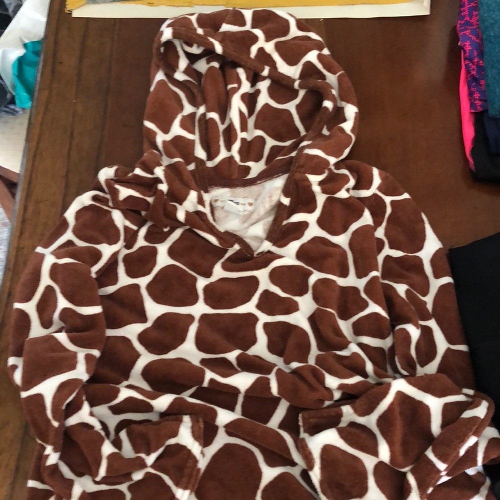 Gap hooded giraffe print terry coverup Sz 10